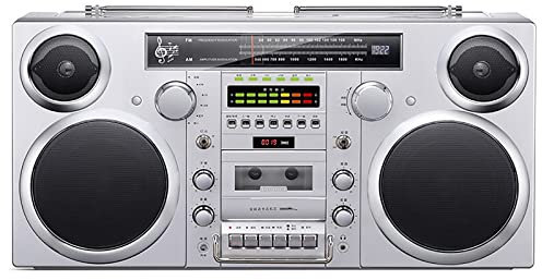 Retro Radio,Bluetooth 5.0 Retro Radio, Cassette Boombox, Home Tape CD Player, with AM/FM Radio, SD Slots, Aux In, Headphone Jack, Convert Cassettes To USB/SD