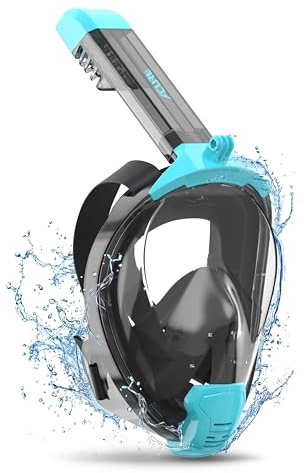 ACURE Heltäckande Snorkelmask för Vuxna, SN04 Snorkelmask med Avtagbart Kamerafäste, Dubbelt Immskydd, Uppgraderat Andningssystem, Läckagesäker Design och 180° Vidvinkel för Vuxna & Ungdomar