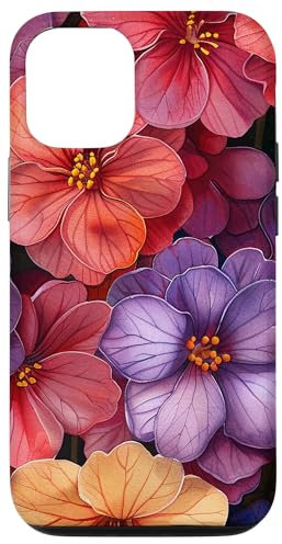 iPhone 14 Bergenia Flower Watercolor Pattern Graphic Case