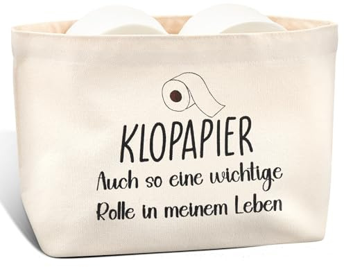 Xuniea Almacenamiento Divertido de Papel Higiénico Ahorro de Espacio Bolsas para Guardar Papel Higiénico Cesta Porta Divertida Decoración Baño Inodoro(Color Natural,Auch so eine wichtige)
