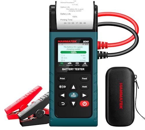 HANMATEK Tester per Batteria Auto 12V/24V, Tester di Carico 100-2000 CCA per Auto, Camion, Marina, Motocicletta, SUV, Barca -BD60