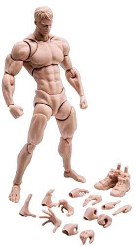 RoofWorld 1/12 Scale Male Action Figure Muscle Strong Joint Body 6 inch Super Flexible 16cm Soldier Miniature Action Figure Body Doll Collectible Toy Model Gift (Pale Skin)