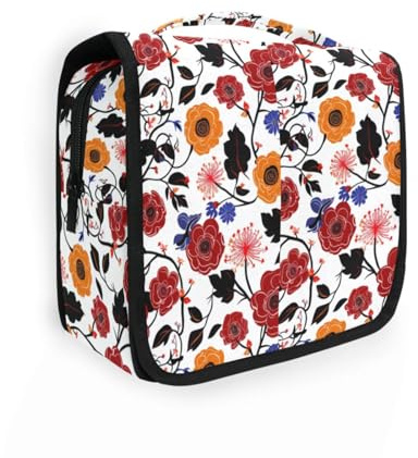 Lilly Floral Burgendy Orangoiletry Tasche zum Aufhängen Reise mit Haken zum Aufhängen, wasserdicht, Kosmetik-Organizer, Urlaub