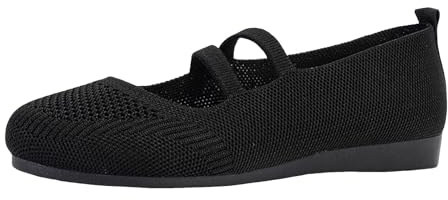 Xbemkste Ballerines à enfiler pour femme - Ballerines confortables - Jolies chaussures de ballet portables - Talon compensé bas - Ballerines pieds nus pour femme, Noir , 38.5 EU