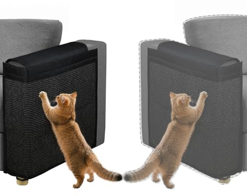 Reversible Cat Scratch Couch Protector Made of Natural Sisal for Ultimate Furniture Protection,Couch Protector from Cat Claws,Couch Corner Cat Scratcher, Universal Fit Both Sides(Black,1-Pack)