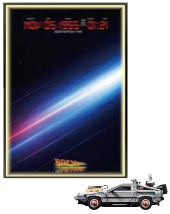 Lego 10300 Série Retour vers le futur Ensemble de voiture Time Machine à remonter le temps – Panneau d'affichage mural uniquement compatible avec Lego 10300 (modèle A (avec lumières)