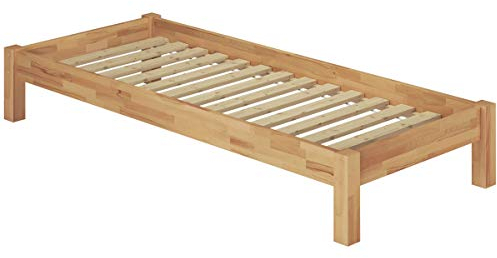 Erst-Holz Lit Simple Style futon en hêtre Naturel 120x200 avec sommier à Lattes en Bois 60.84-12