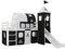 vidaXL Kiefernholz Massiv Hochbett mit Rutsche Leiter Kinderbett Spielbett Jugendbett Holzbett Bett Rutschbett Kinderzimmer 97x208cm Schwarz Weiß
