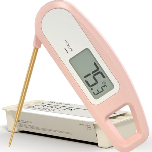Lavatools PT12 Javelin Digital Instant Read Meat Thermometer for Kitchen, Food Cooking, Grill, BBQ, Smoker, Candy, Home Brewing, Coffee, and Oil Deep Frying, Pink