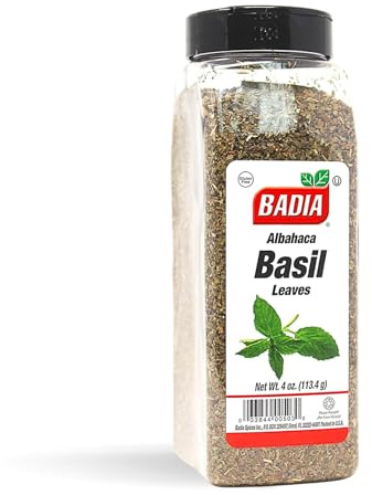Badia Basil Leaves, 4 oz – Premium Dried Basil for Cooking, Seasoning, and Garnishing