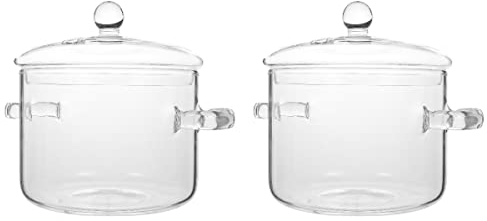 HANABASS Faitout En Verre Transparent Avec Couvercle 22Cm Pot De Cuisson Résistant À La Chaleur Pour Soupe Nouilles Instantanées Et Aliments Bébé