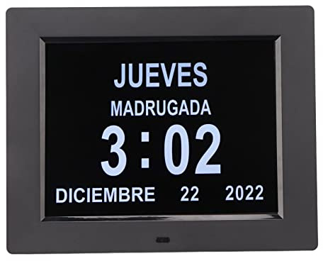 Orologio per Anziani con Demenza, Calendario Elettronico con più Lingue e Promemoria per Prendere Medicine, Orologio Dimmerabile Automatico con Ampio Display da 8 Pollici per