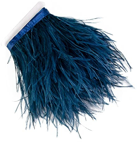 3 Yards 10-15cm Navy Ostrich Feathers Trim Fringe for DIY Dress Sewing Crafts Costumes Decoration