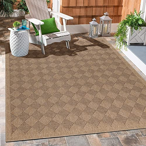 Carpetsale24 Outdoor Teppich 240x340 cm – Wetterfester Teppich in Jute-Optik – Extra großer Flachgewebe Teppich für Terrasse, Balkon, Wohnzimmer & mehr