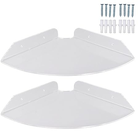 2st Flytande Hörnhyllor, Väggmonterad Kvartsrunda Hängande Hörnhyllor, 3 X 21 X 21 Cm Akryl Hörnvägghylla För Samlingsobjekt I Vardagsrummet(Transparent)