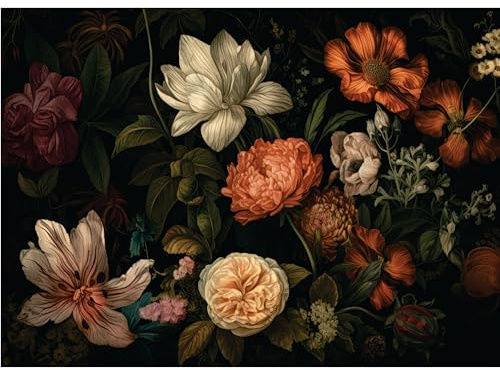 Dark Floral Rice Paper, 11,5 x 16 tum - for Decoupage Furniture Crafts