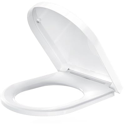 Coree Toilettendeckel, Wc Sitz mit Absenkautomatik, Klodeckel D Form, Quick Release, Antibakteriell Klobrille aus Polypropylen, Verstellbaren Scharnieren aus Edelstahl, Toilettensitz Weiß