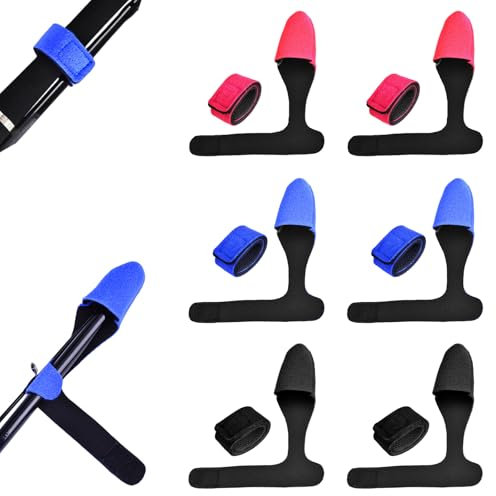 RFYTDCF 12 Stück Rutenbänder Angeln, Angelruten Gurte Anti-Rutsch Angelrutenhalter Einstellbar Ruten Klettband Rutenbänder Rutensocke Rutenschutzkappe Angelzubehör Schwarz, Blau, Rot