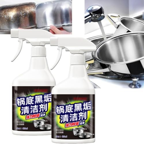 Detergente per olio in acciaio inox, potente detergente per la cucina, multiuso, per pentole e padelle, per la pulizia di stufe, pentole, padelle, cappe (2 pezzi)