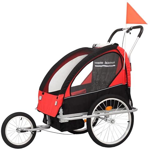 Remolque de Bicicleta para Niños 2 en 1, Remolque de Bicicleta para Niños con Dosel, Acoplador de Bicicleta Universal, Transpirable Plegable(B)