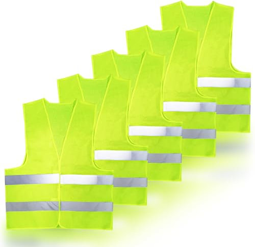 Zeripikfoasp 5 Pezzi Gilet Alta visibilità, Universale Giubbotto Catarifrangente AutoTaglia, Giubbotti di Sicurezza, Giallo Giubbotto Sicurezza Riflettente per Stradale Assistenza Conducenti Cantiere