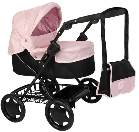 Dolly Tots Poussette Cherish - Avec sac à langer assorti et capuche réglable - Système de rangement sous le siège pour enfants - Jouet pour enfants à partir de 3 ans