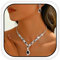 Fashband Bridal Necklace Set Silver Pendant Earrings Set Bride Wedding Jewelry Sets Rhinestone Prom Necklaces Accessories for Women (Black)