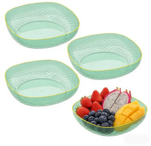 Minekkyes Paquete de 4 cuencos decorativos de plástico, cuencos modernos para servir mesa, sala de estar (verde)