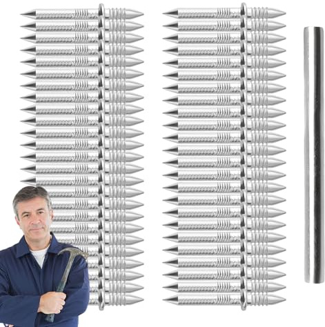 Kustimantu Clavos Para Pared | Clavos De Doble Punta 100 Piezas | Tornillos Invisibles Seguros Con Herramienta Para Paredes De Hormigón Marcos De Cuadros Muebles Sofás Y Bases De Cama