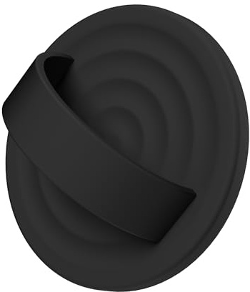 COFFKER Magnetic Phone Grip Ring Holder, Liquid Silicone Magnet Cell Phone Grip Finger Loop, Compatible with Magsafe, Back of Phone for iPhone 17/16/15/14/13/12 Series, Black