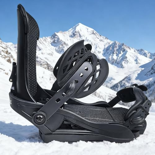 NEUWEABY Snowboard Bindung für Damen und Herren, ultraleichte All-Mountain & Freestyle Bindung, einfacher trägerloser Einstieg & Zehenratsche für schnelle Reaktion, Schwarz, Groß