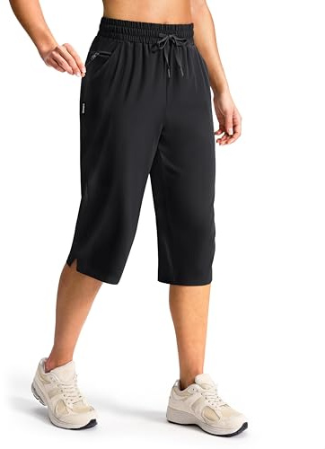 G Gradual Women's 15 Long Hiking Shorts with Zipper Pocket Below The Knee Capris Lightweight Bermuda Shorts for Women(Black, 3XL)