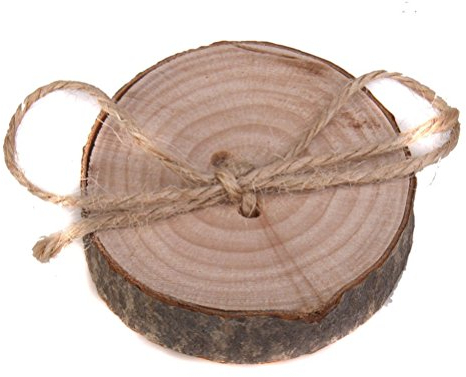ULTNICE Anello di Legno Portatore Portafedi Cuscino Juta Matrimonio Rustico Shabby Chic