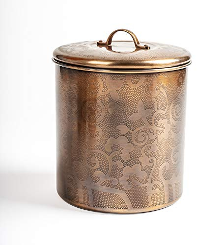 nu steel NuSteel Etched 2 QT Stainless Steel, Beautiful Food Storage Container for Kitchen Counter, Tea, Sugar, Coffee, Caddy, Flour Canister with Rubber Seal lid, Copper Antique
