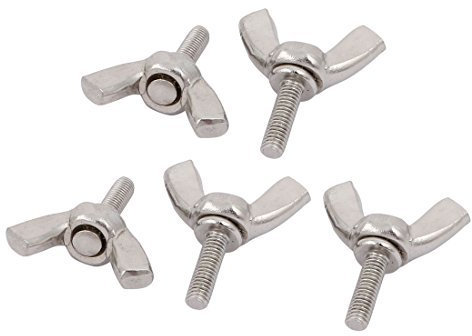 M3 x 10 mm 304 - Bullone per orecchie in acciaio inox, viti a farfalla, attacco tono argento, 5 pezzi