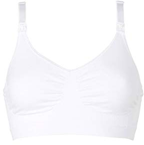 Medela Damen Schwangerschafts- und Still-BH Nahtloser und Bügel BH für Schwangerschaft und Stillen mit Gummiband und atmungsaktivem Stoff Strapazierfähiger Komfort Weiß