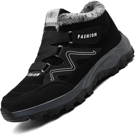 Unitysow Chaussures D'hiver Hommes Femme Bottes de Neige Fourrure Doublé Chaud Bottines Bottes D'hiver Antidérapantes Outdoor Bottine de Randonnée Chaussure de Marche Baskets Noir 42