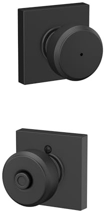 SCHLAGE F40 BWE 622 COL Bowery Knob with Collins Trim Bed & Bath Privacy Door Lock, Matte Black