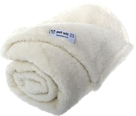 Manta polar suave y mullida para perros y gatos | Manta cálida para mascotas, lavable a máquina, manta de cama y viaje | Protege los muebles | Crema, talla S, 60 x 80 cm