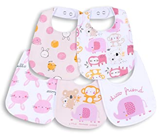 Chicco Set 5 Baberos Bebé-Niñas de Algodón Suave NOS