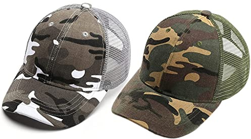 Kids Camo Baseball Cap Mesh Sun Hat Cotton Snapback Trucker Cap UV Protection Visor Headwear Quick Dry Breathable Outdoor Sports Hat Cap Cycling Football Travel Beach Tennis Boys 5-12 Years Old