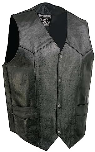EVENT LEATHER Men's Leather Motorcycle Riding Biker Vests with Snap Closure - 2X-Large