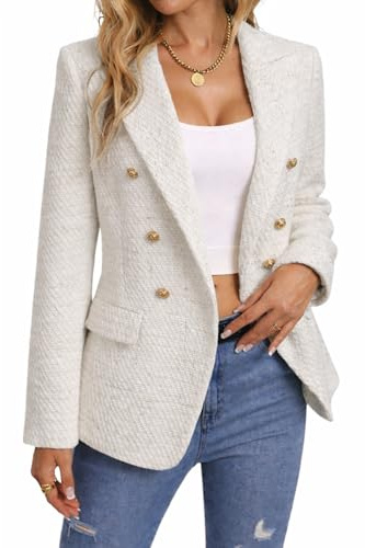 White Jackets for Women Cream Beige Denim Glitter Wool Floral Satin Victorian Sleeveless Womens Blazers Jacket White M
