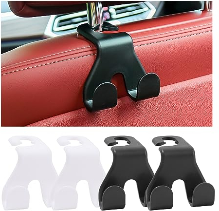 JNNJ 4 Pièces Crochets D'appui-Tête Voiture, Universel Crochet De Stockage De Voiture, Crochet De Siège Voiture Accessoires Pour Appuie-Tête, Sac à Main, Porte-Monnaie, Manteaux, Sac à Provision