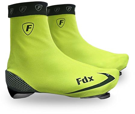FDX Thermal Cycling Shoe Covers, Cold Protection Warm Winter Bike Overshoes Windproof Water Resistant Gaiters for Men and Women - Road Biking, MTB Accessories (Yellow, L)