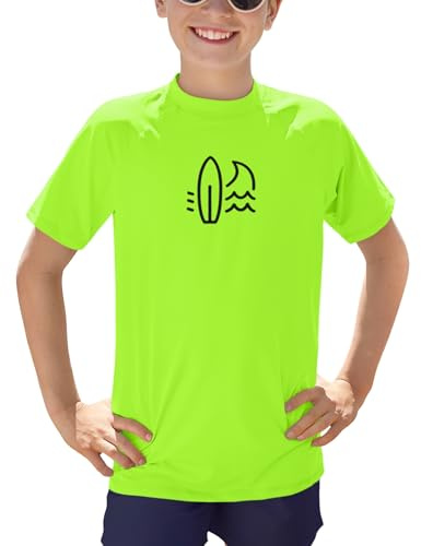 BesserBay Kinder Kurzarm Schnell Trocknend Badeshirt UV Shirt Blau Grün Swimsuit Bademode Rashguard 120
