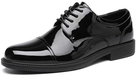 DECARSDZ Mens Classic Formal Oxford Lace-up Patent Leather Tuxedo Wedding Business Dress Shoes Black