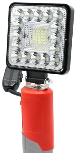 Luz de Trabajo LED Inalámbrica Compatible con Milwaukee M12 12V Batería 3000LM 24W Linterna Super Brillante Luz de Inundación Portátil con 2 Modos de Iluminación y Cabezal Ajustable