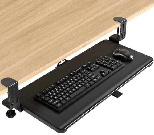 5Rcom Under Desk Keyboard Tray, Pull Out Table Extender Keyboard Tray for THK 8-50mm, Multifunctional Storage for Laptop, 650 x300 mm Platform Computer Drawer, Perfect for Home or Office (Black)