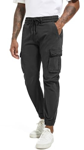 DON JOHNSON Pantaloni Cargo Uomo Pantalone da Uomo in Cotone con Coulisse Tasche Laterali Pantalone Casual Uomo